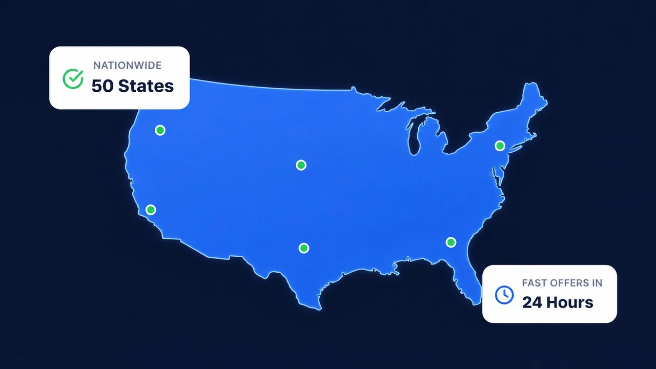 Map of the United States — I buy houses nationwide